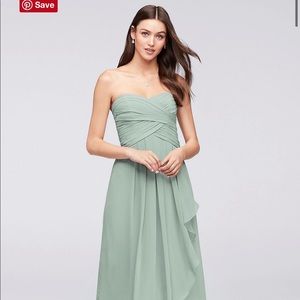 Strapless Crinkle Chiffon Gown with Cascade Skirt